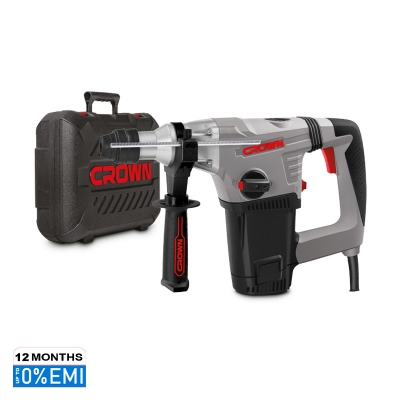 Picture of CROWN Rotary Hammer SDS-Plus 1050W, Drilling output: 32 mm, impact power: 4.8J, Impact rate: 2800 per min, with 3 Pcs Drill bits and 2 Pcs chisel, Model: CT18116 - Kings Trading