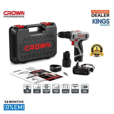 Picture of CROWN 12V Cordless Drill and screwdriver 12V (Lithium-ion, 1.5Ah), Model: CT21053 - Kings Trading