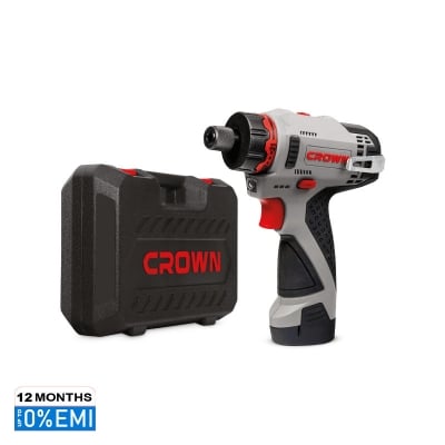 Picture of CROWN Cordless Screwdriver 12V (2Ah, Lithium-ion) 1/4" with 2 Pcs battery and Charger Model; CT21072HBX-2 - Kings Trading
