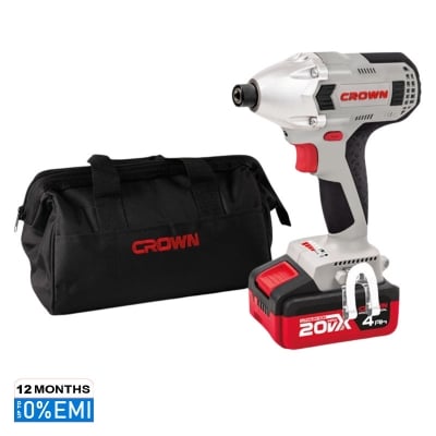 Picture of CROWN 20V Cordless impact screwdriver 20V (Lithium-ion, 4Ah), 1/4" hexagonal, Max. torque 320 Nm, with battery and charger Model: CT22021HX-4C2 TB - Kings Trading