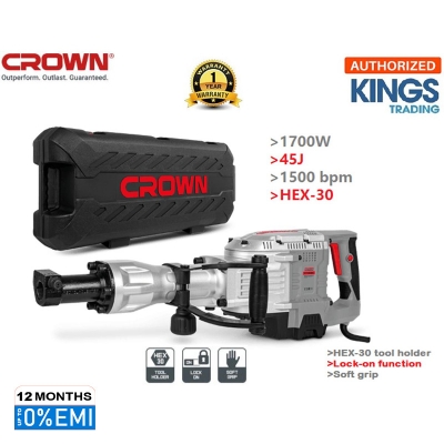 Picture of CROWN Rotary and Demolition Hammer Breaker 1700W, Chuck type: HEX-30, Impact rate: 1500 min, impact power : 45J - Kings Trading