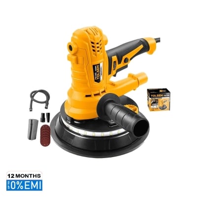 Picture of Tolsen Electric Drywall Sander 900W 180mm, Drywall Sander with Vacuum and LED Light 5 Variable Speed w/ 10pcs Accessories, CE Approved Industrial Series Model: 79584