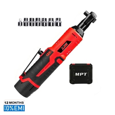Picture of MPT Cordless Ratchet Wrench Kit 12V 3/8" 40Nm with LED, 7 Bolts Lithium-Ion Battery with 1 Hour Fast Charger MCRW1240.B1 - Kings Trading
