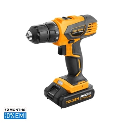 Picture of TOLSEN 20V LI-ION Cordless Drill w/ 2 Battery Hard Case included, GS & CE Approved Industrial Series 79033 - Kings Trading