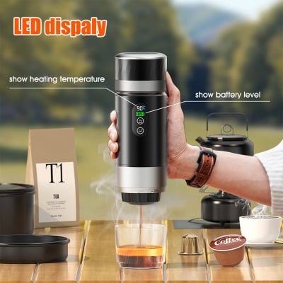 Picture of Portable Smart Coffee Maker (Grind/Big/Small capsule) Hot/Cold water, Removable battery