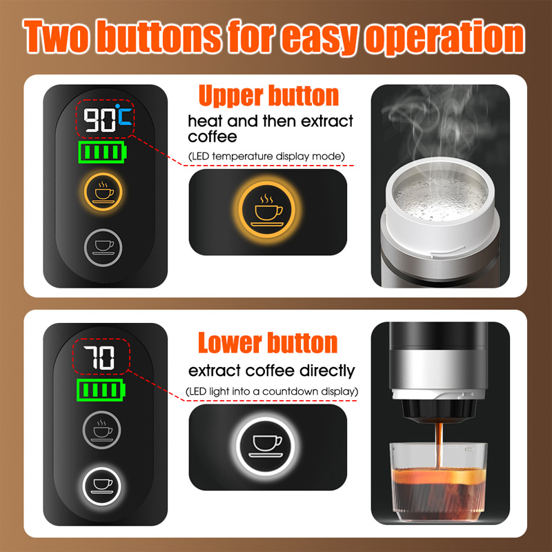 Picture of Portable Smart Coffee Maker (Grind/Big/Small capsule) Hot/Cold water, Removable battery
