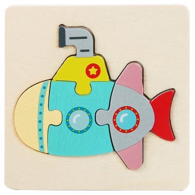 Picture of Submarine Wooden Puzzle 10 x 10cm - Kids Educational Toy