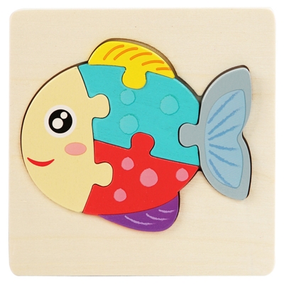 Picture of Small Fish Wooden Puzzle 10x10cm - Kids Educational Toy