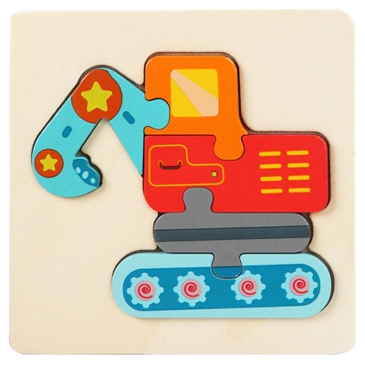 Picture of Excavator Wooden Puzzle 10x10cm - Kids Educational Toy