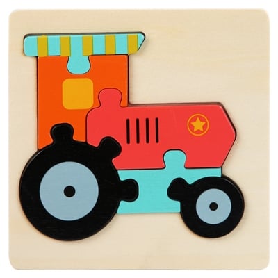 Picture of Tractor Wooden Puzzle 10x10cm - Kids Educational Toy