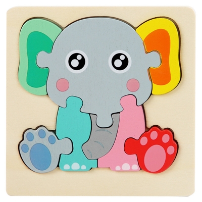 Picture of Elephant Wooden Puzzle 10x10cm - Kids Educational Toy