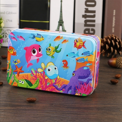 Picture of 60 Pieces Premium Wooden Puzzle - Kids Educational Toy | Colorful Print with Iron Box (Underwater World)