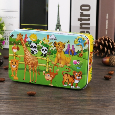 Picture of 60 Pieces Premium Wooden Puzzle - Kids Educational Toy | Colorful Print with Iron Box (Zoo)