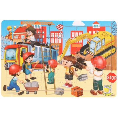 Picture of Construction Zone Wooden Puzzle - Kids Educational Toy