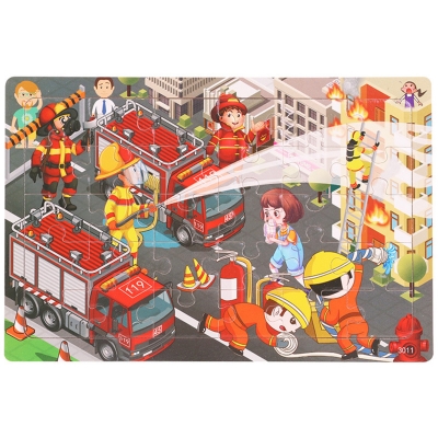 Picture of Brave Heroes: Firefighter Rescue Wooden Puzzle - Kids Educational Toy