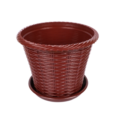 Buy Rattan Flower Tub with Tray 8"-Rose Wood-TEL for Gardening in balcony, roof or indoor space for adding a touch of greenery to your home or office at Best Price In Bangladesh	