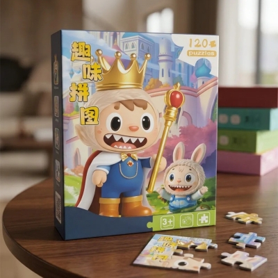 Picture of 120 Pieces Paper Puzzle - Kids Educational Toy (Blue King Labubu)