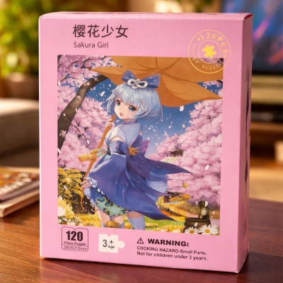 Picture of 120 Pieces Paper Puzzle – Kids Educational Toy (Cherry Blossom Gril)