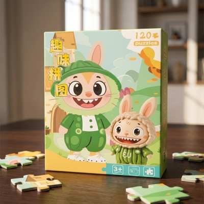 Picture of 120 Pieces Paper Puzzle - Kids Educational Toy (Green Labubu)