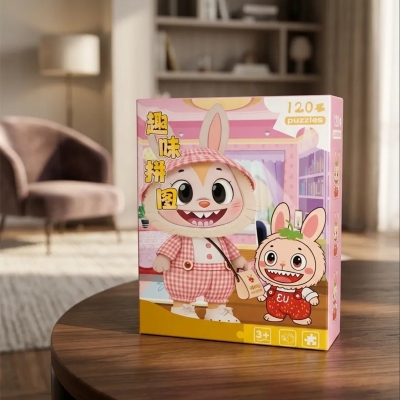 Picture of 120 Pieces Paper Puzzle - Kids Educational Toy (Pink Labubu)