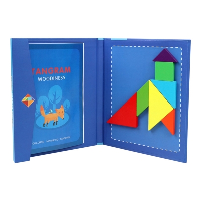 Picture of Magnetic Wooden Tangram Puzzle Book - Kids Educational Toy - Blue