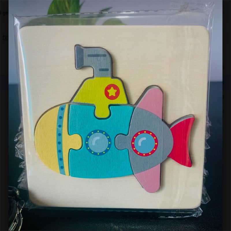 Picture of Submarine Wooden Puzzle 10 x 10cm - Kids Educational Toy