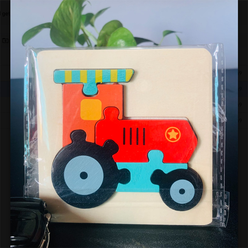 Picture of Tractor Wooden Puzzle 10x10cm - Kids Educational Toy