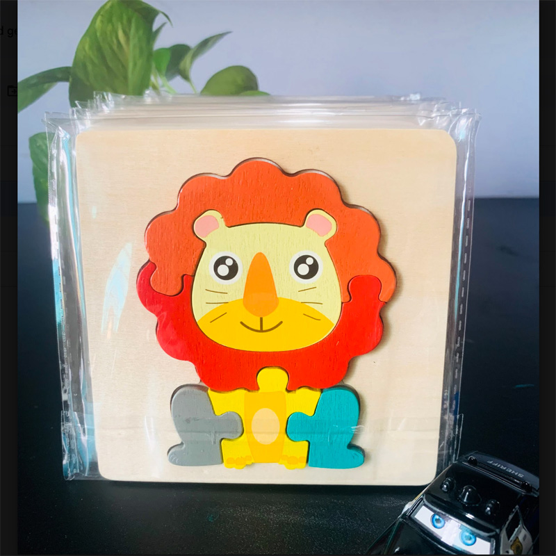Picture of Clever Lion Wooden Puzzle 10 x 10cm - Kids Educational Toy