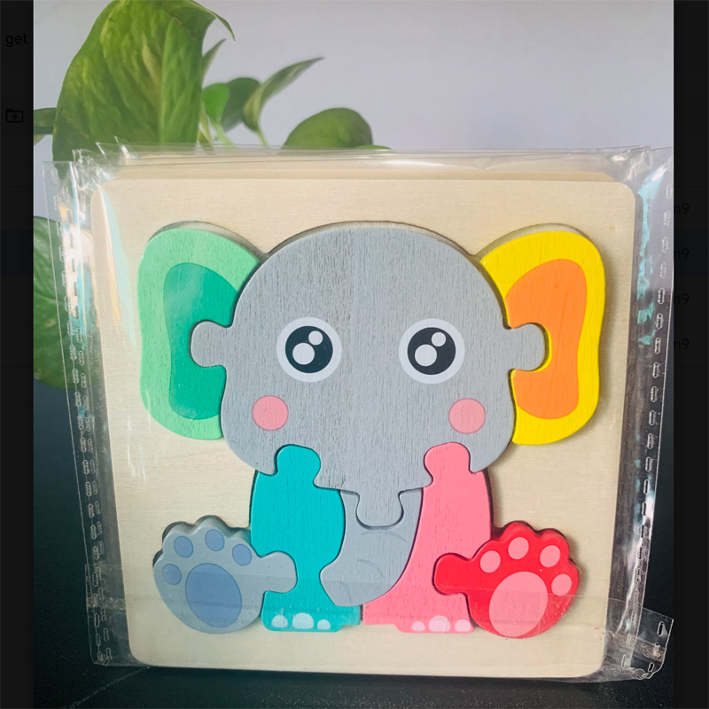 Picture of Elephant Wooden Puzzle 10x10cm - Kids Educational Toy