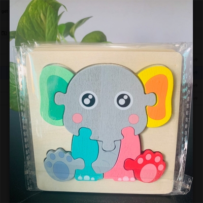 Picture of Elephant Wooden Puzzle 10x10cm - Kids Educational Toy