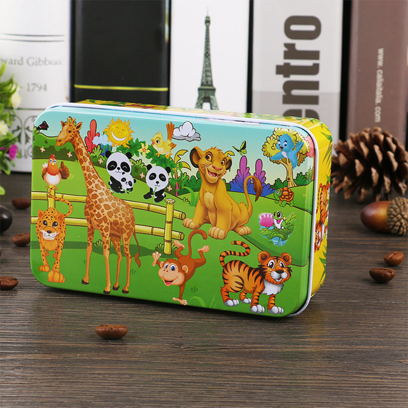 Picture of 60 Pieces Premium Wooden Puzzle - Kids Educational Toy | Colorful Print with Iron Box (Zoo)