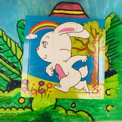 Picture of Rabbit Wooden Puzzle - Kids Educational Toy