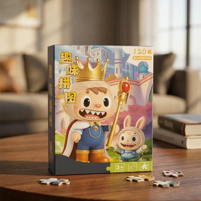Picture of 120 Pieces Paper Puzzle - Kids Educational Toy (Blue King Labubu)