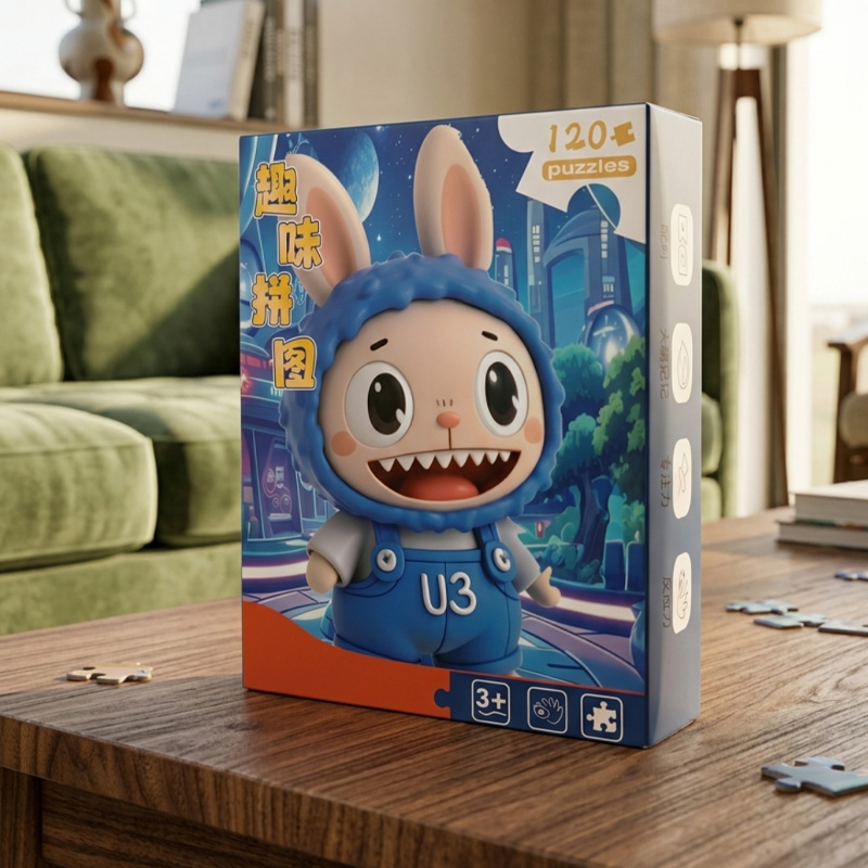 Picture of 120 Pieces Paper Puzzle - Kids Educational Toy (Blue Labubu)
