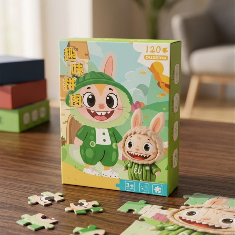 Picture of 120 Pieces Paper Puzzle - Kids Educational Toy (Green Labubu)