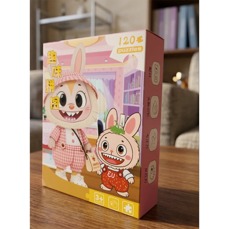 Picture of 120 Pieces Paper Puzzle - Kids Educational Toy (Pink Labubu)