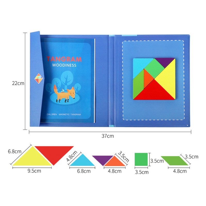 Picture of Magnetic Wooden Tangram Puzzle Book - Kids Educational Toy - Blue
