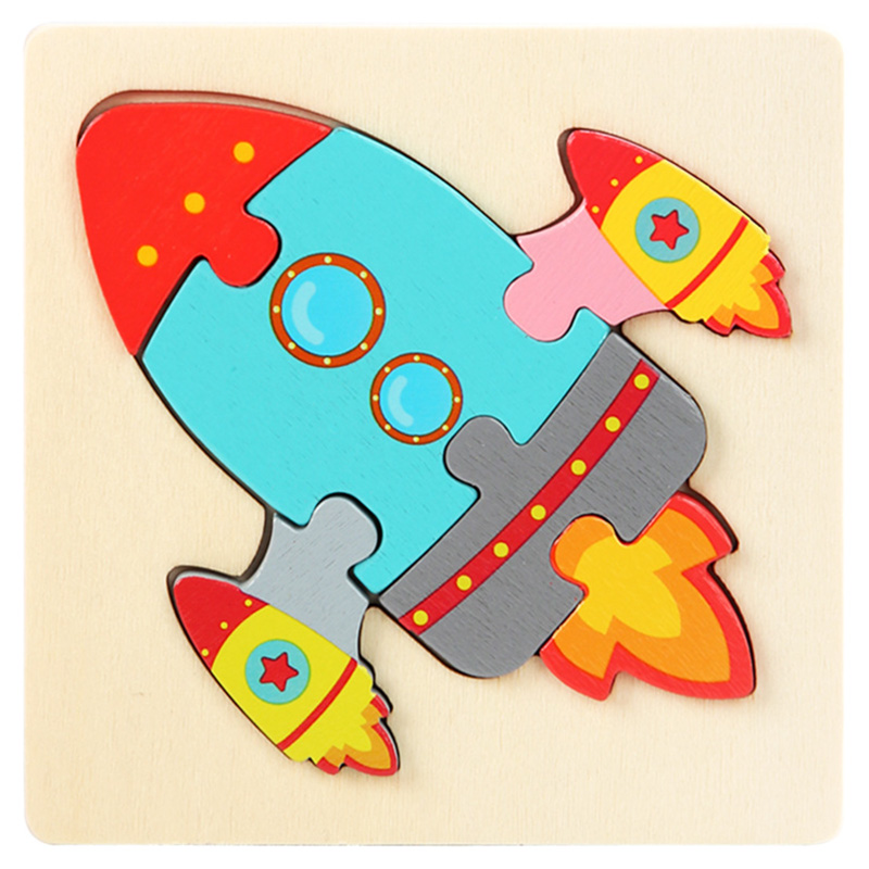 Picture of Little Pilot's Wooden Puzzle 10 x 10cm - Kids Educational Toy