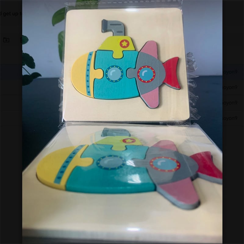 Picture of Submarine Wooden Puzzle 10 x 10cm - Kids Educational Toy