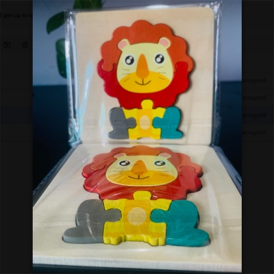 Picture of Clever Lion Wooden Puzzle 10 x 10cm - Kids Educational Toy