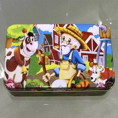 Picture of 60 Pieces Premium Wooden Puzzle - Kids Educational Toy | Colorful Print with Iron Box (Old Man's Farm)