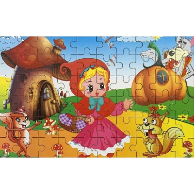 Picture of 60 Pieces Premium Wooden Puzzle - Kids Educational Toy | Colorful Print with Iron Box (Little Red Riding Hood)