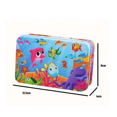 Picture of 60 Pieces Premium Wooden Puzzle - Kids Educational Toy | Colorful Print with Iron Box (Underwater World)