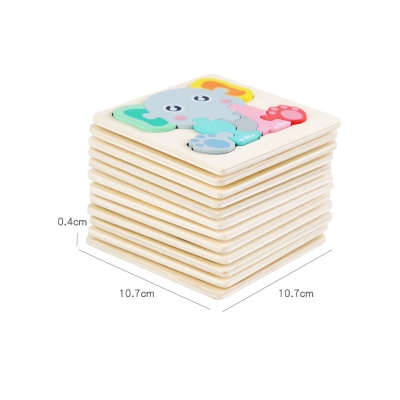 Picture of Elephant Wooden Puzzle 10x10cm - Kids Educational Toy