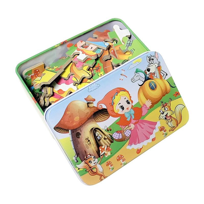 Picture of 60 Pieces Premium Wooden Puzzle - Kids Educational Toy | Colorful Print with Iron Box (Little Red Riding Hood)