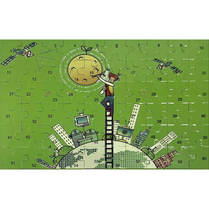 Picture of 60 Pieces Premium Wooden Puzzle - Kids Educational Toy | Colorful Print with Iron Box (Animal Drive)