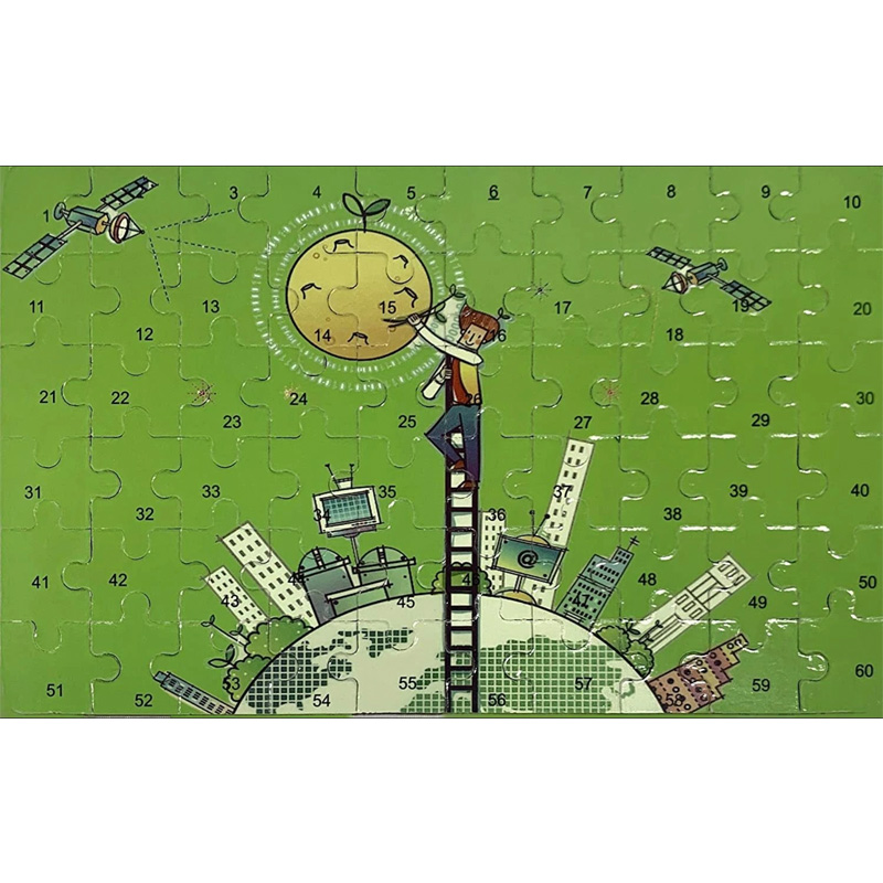 Picture of 60 Pieces Premium Wooden Puzzle - Kids Educational Toy | Colorful Print with Iron Box (Old Man's Farm)