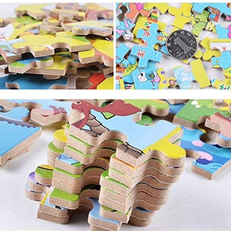 Picture of 60 Pieces Premium Wooden Puzzle - Kids Educational Toy | Colorful Print with Iron Box (Dinosaur)