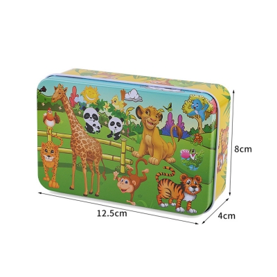 Picture of 60 Pieces Premium Wooden Puzzle - Kids Educational Toy | Colorful Print with Iron Box (Zoo)
