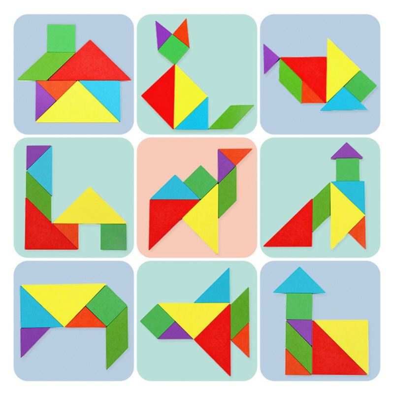 Picture of Magnetic Wooden Tangram Puzzle Book - Kids Educational Toy - Blue